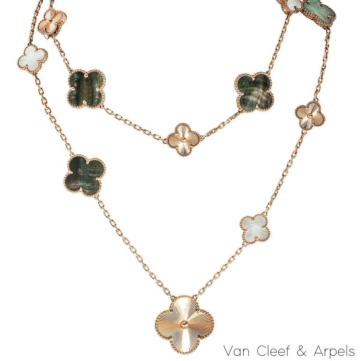 Van Cleef & Arpels Rose Gold Transformable 15 Motif Magic Alhambra Necklace VCARPGV200